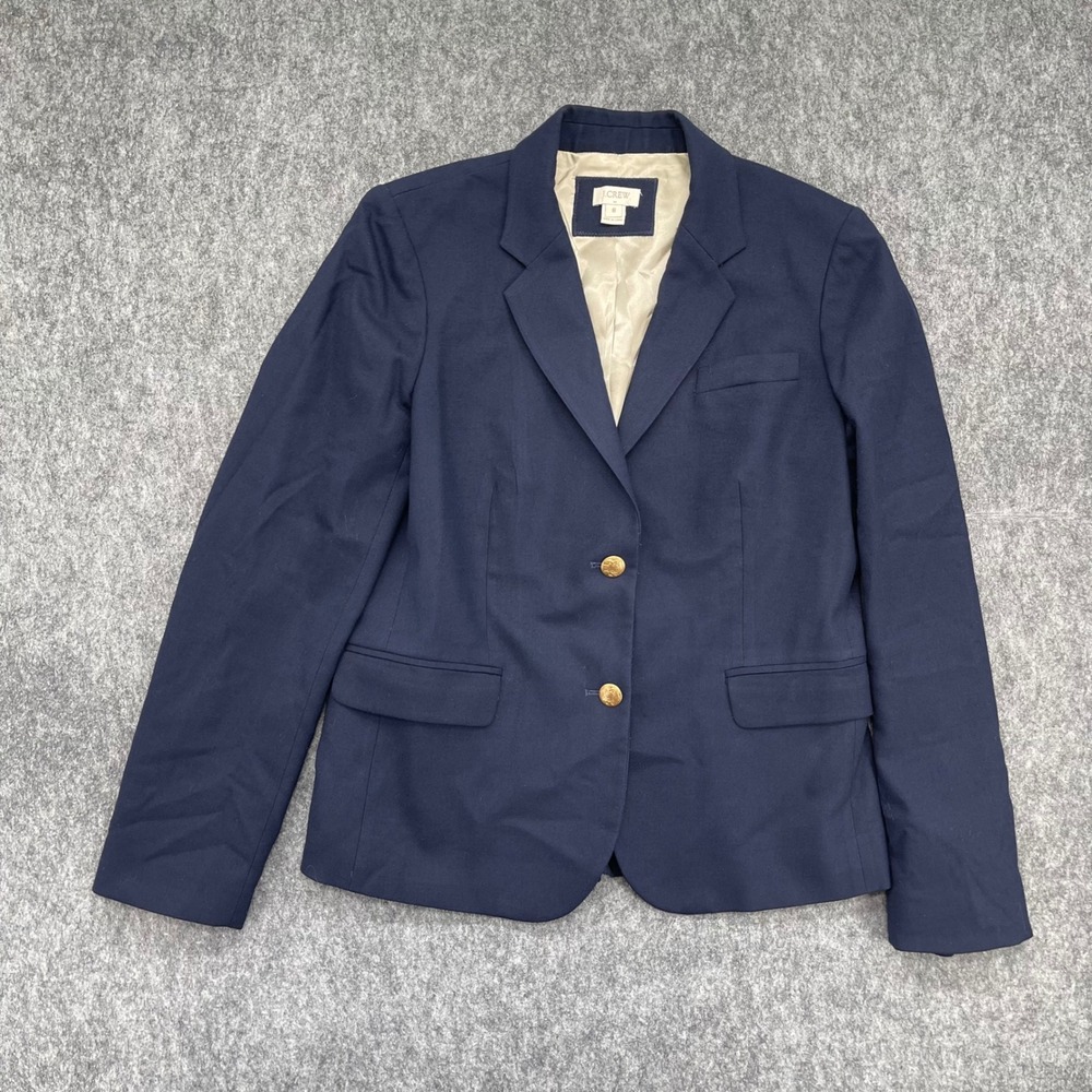 J.CrewBlazer Womens 8 Navy Blue Schoolboy Blazer Gold Crest Keating Boy